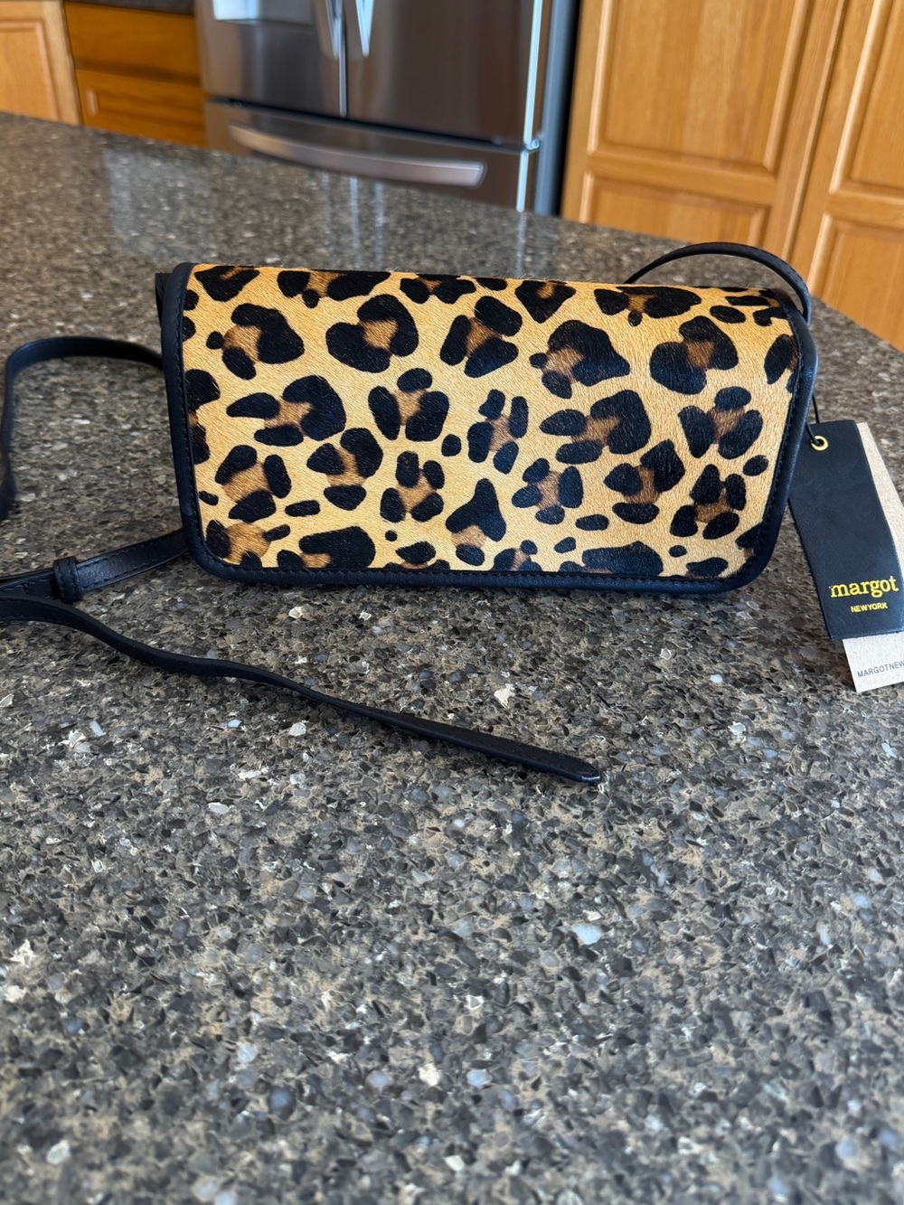 Margot New York calf hair animal print Leather Bag NWT